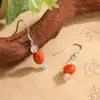 Pendientes de Plata de Ley S925 con Piedra de Cristal Natural Original para Mujer, Pendientes de Lujo Ligero de Gama Alta, Pendientes de Nicho Estilo Chino Nuevo al por Mayor