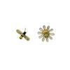 Estilo coreano Lindo y juguetón Abejas incrustadas de diamantes Tecnología de esmalte Super lindo Arete de botón Elemento de flor de margarita y insecto para mujer