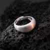 Eloch S925 Sterling Silver Wide Face Scrub Ring Hong Kong Style High Feeling Temperament Wire-drawing Push-pull Ring R00701