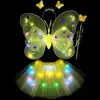 Asas de Borboleta conjunto de quatro peças fantasia de performance para menina adereços de performance asas de elfo anjo luminosas de camada dupla atacado