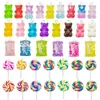 32 Sacolas da Sorte de Resina, Enchimentos para Slime, Pirulitos, Doces de Urso Simulados, Pingentes para Celular, Pacote de Material para DIY
