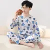 Pijama Infantil Novo 2025 Primavera e Outono Algodão Puro Manga Longa Fino para Crianças Pequenas, Adolescentes e Crianças Maiores Roupas de Casa