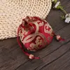 Bolsa Brocada Estilo Chinês Vermelha com Caractere Fu, Fecho de Cordão, para Casamento, Festiva, Doces, Embalagem de Joias, Bolsa da Sorte