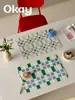 Jogo Americano de Couro Xadrez Marrom e Verde, Estilo Coreano, Versátil, Impermeável, Resistente a Óleo, Limpável com Pano, Lavável, Tapete Isolante Térmico, Mouse Pad de PVC, Base para Tigela