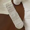 Calcetines para mujer, estilo coreano, con encaje y etiquetas de tela, de longitud media hasta la pantorrilla, con un dulce lazo y estampados florales, calcetines largos, calcetines de lunares con volantes estilo japonés