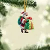 2024 Novo Cruzamento Papai Noel Árvore de Natal Pequeno Pingente Decorações de Natal Pingente Plano de Acrílico