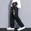 Calça reta masculina da moda estilo Hong Kong, adequada para adolescentes, uma blusa de moletom leve e respirável para primavera e outono, de modelagem solta, estilosa e versátil, calça esportiva