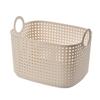 Cesta de Armazenamento de Plástico com Aparência de Rattan para Casa Mais Vendida, Caixa de Armazenamento Estilo Bambu Vintage de Luxo Leve, Cesto de Roupa Suja