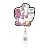 Porta-Crachá Retrátil Criativo com Tema de Pato Desenho Animado Engraçado Fivela de Puxar Acrílico Brilhante Clipe de Crachá Fácil de Usar Crachá de Nome Médico Divertido