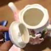 Juego de Taza y Plato Flor de Lirio Adornos para Tetera Creativa Hogar Patio Romántico Tetera de Flores Té de la Tarde en Casa