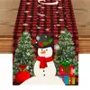 Camino de mesa navideño transfronterizo nuevo de lino impresión creativa muñeco de nieve anciano tapete de mesa atmósfera decoración de mesa navideña