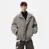 Jaqueta Curta de Algodão Estilo Retrô Americano com Gola Alta para Homens e Mulheres, Vibe High Street Outono e Inverno, Jaqueta Puffer Solta e Versátil para Casais