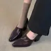 2026 Novos Sapatos Pequenos de Couro Estilo Britânico Retrô Sapatos Femininos Slip-on Mocassins Salto Alto Sapatos para o Dia a Dia Bico Fino Salto Grosso Sapatos Individuais