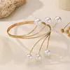 Fabricante de Pulseira de Braço de Pérola Europeia e Americana Transfronteiriça Joias Simples de Luxo Leve Atacado Metal Geométrico Design Multicamadas Versátil Pulseira de Braço
