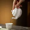 Tetera de Porcelana Blanca Pintada a Mano con Orquídeas Tetera Doméstica Pequeña con Filtro Tetera Individual Juego de Té Kung Fu Japonés Juego de Té