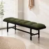 Banqueta moderna de tecido para o pé da cama, novo banco de madeira maciça estilo chinês para trocar sapatos, banco de jantar de couro genuíno de luxo leve, banco longo para trocar sapatos para o closet