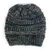 Gorro de lana para mujer, coleta, tejido, color, hilo variado, hilo de color, otoño e invierno europeo y americano, gorro pullover multicolor, gorro de copa hueca, transfronterizo