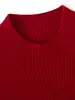 Top Térmico de Lana para Mujer Otoño Invierno Top Elegante para Combinar con Faldas Cuello Semi Alto Holgado Cintura Alta Suéter Rojo Nuevo Estilo 2026