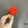 Producto Terminado Creativo Lana Tejida Helado Llavero Cadena Lindo Dibujo Animado Cono Pareja Colgante de Bolso Pequeño Regalo