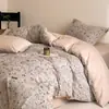 Jie Liya Serie de Colores Jacquard 100% Algodón Juego de Cuatro Piezas, Sábana Bajera y Funda Nórdica Engrosadas de Algodón Puro, Ropa de Cama para el Hogar Amigable con la Piel Venta al por Mayor