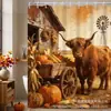 Cortina de ducha para fiesta de cumpleaños de Amazon Temu más vendida, estampado digital de Vaca de las Tierras Altas para Acción de Gracias, cortina divisoria para baño del hogar