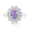 Mais vendidos do TikTok: Anel Flor de Gelo Colorida de Pedra Preciosa Corte Girassol Ovo de Pombo, Anel Super Brilhante em Formato de Ovo de Diamante de Alto Carbono, Entrega por Live Streaming