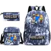 Mi mochila escolar mundial de tres piezas con estampado, gran capacidad, bolsa de lona para computadora para exteriores para estudiantes de secundaria