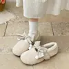 Zapatos de felpa con lazo retro blanco elegidos por el corazón para mujer 2026 estilo elegante otoño e invierno cálidos con felpa adicional zapatos Mary Jane de un solo color