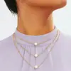 Europeu e americano transfronteiriço colar de comércio exterior verão multi-camada branco pérola lua estrela pingente moda colar para mulheres atacado
