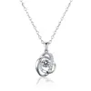 Collar Corazón de Océano para mujer, bañado en plata de ley 925, colgante de oro de 18 quilates con incrustación de circón azul, cadena para la clavícula, regalo de cumpleaños para novia, joyería