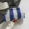 Bolso de Hombro con Cadena de Moda Bolso Cruzado Versátil para Mujer Casual Simple Rayado con Forma de Concha Comercio Transfronterizo