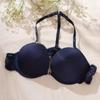 Fivela frontal azul safira alça em Y renda do sutiã conjunto de lingerie feminina
