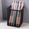 Portalápices de Hierro Redondo con Malla Calada Multifuncional de Metal para Escritorio Oficina Caja de Almacenamiento Papelería para Estudiantes