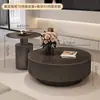 Mesa de centro de luxo leve estilo italiano em pedra sinterizada para espaços pequenos, mesa de chá redonda moderna e simples de alta qualidade para sala de estar e casa