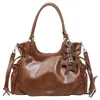 Bolso Tote de Cuero Aceite y Cera de Gama Alta Retro para Mujer 2026 Nuevo Bolso Sencillo de Nicho de Hombro Único Bolso de Mano de Gran Capacidad
