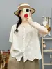 Moda de Verano 2026: Cárdigan de Mujer con Bordado Jacquard Artístico y Ribete de Encaje Ondulado Camisa Top de Manga Corta