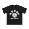 Marca de Nicho de Moda Rhude Verano Nueva Bandera de Corona Streetwear Retro Holgada Camiseta de Cuello Redondo de Manga Corta para Hombres y Mujeres