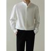 Nova camisa de estilo chinês masculina outono novo leve estilo maduro roupas masculinas estilo coreano slim-fit não-ferro de negócios gelo seda camisa de manga comprida moda