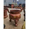 Quemador de Incienso Redondo de Hierro Fundido Quemador de Incienso de Cobre Puro para Templo Quemador de Incienso Grande Trípode Salón Taoísta Budista de Tres Patas Metabo