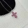 Pingente Cruz Hip-Hop Rosa Pingente Colar Masculino Moda Feminina Corrente de Clavícula Pedra Agita Tom Mesmo Estilo