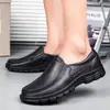 Zapatos de Conducir sin Cordones de Talla Grande para Hombre, Zapatos Casuales Antideslizantes para Cocina, Zapatos de Chef Resistentes al Desgaste de Suela Gruesa Negros para Hombre