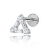 Brincos Triangulares de Zircônia em Liga de Titânio F136 Joias para Mulheres Piercing Corporal G23 Transfronteiriço Brincos para Lábio, Língua