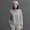 Tricô de Caxemira Novo para Outono e Inverno para Mulheres, Gola Alta Meia, Solto, Casual, Simples, Versátil Tricô de Caxemira para Ir ao Trabalho e Uso Urbano