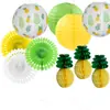 Estilo refrescante de Luau Hawaiano linterna de piña bola de panal Set de decoración para fiesta fiesta banquete Al por mayor