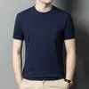 Camiseta de algodón puro de manga corta para verano para hombre, transpirable y de corte holgado, camiseta de cuello redondo para jóvenes y adultos de mediana edad, top versátil y moderno de color liso