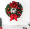 Guirnalda de Linternas Estilo Navideño Transfronteriza Decoración de Puertas y Ventanas Lazo Rojo Festivo Círculo de Enredadera de Flores de Navidad Escena Colgante de Puerta Diseño