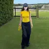 Top Negro para Chicas Atrevidas para Usar en Verano 2026, Nuevo Estilo de Primavera, Corte Ajustado, Camiseta de Manga Corta de Algodón Puro