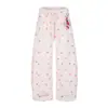 Pantalones Casuales de Pierna Recta Largos Versátiles de Cintura Alta con Cordón para Mujer, Estilo Pop Art Infantil con Estampado de Estrellas Coloridas