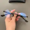 Montura de Gafas Redonda Perforada Sin Aro Estilo Retro Príncipe para Hombres y Mujeres, Gafas Graduadas Ultraligeras, Gafas Sin Graduación