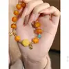 Accesorios de Pulsera de Cuentas de Ámbar Encerado Vintage Optimizados, Nuevo Estilo Chino Lujo Discreto Pulsera Antigua de Cera